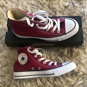 Maroon high top converse (NEVER WORN!)